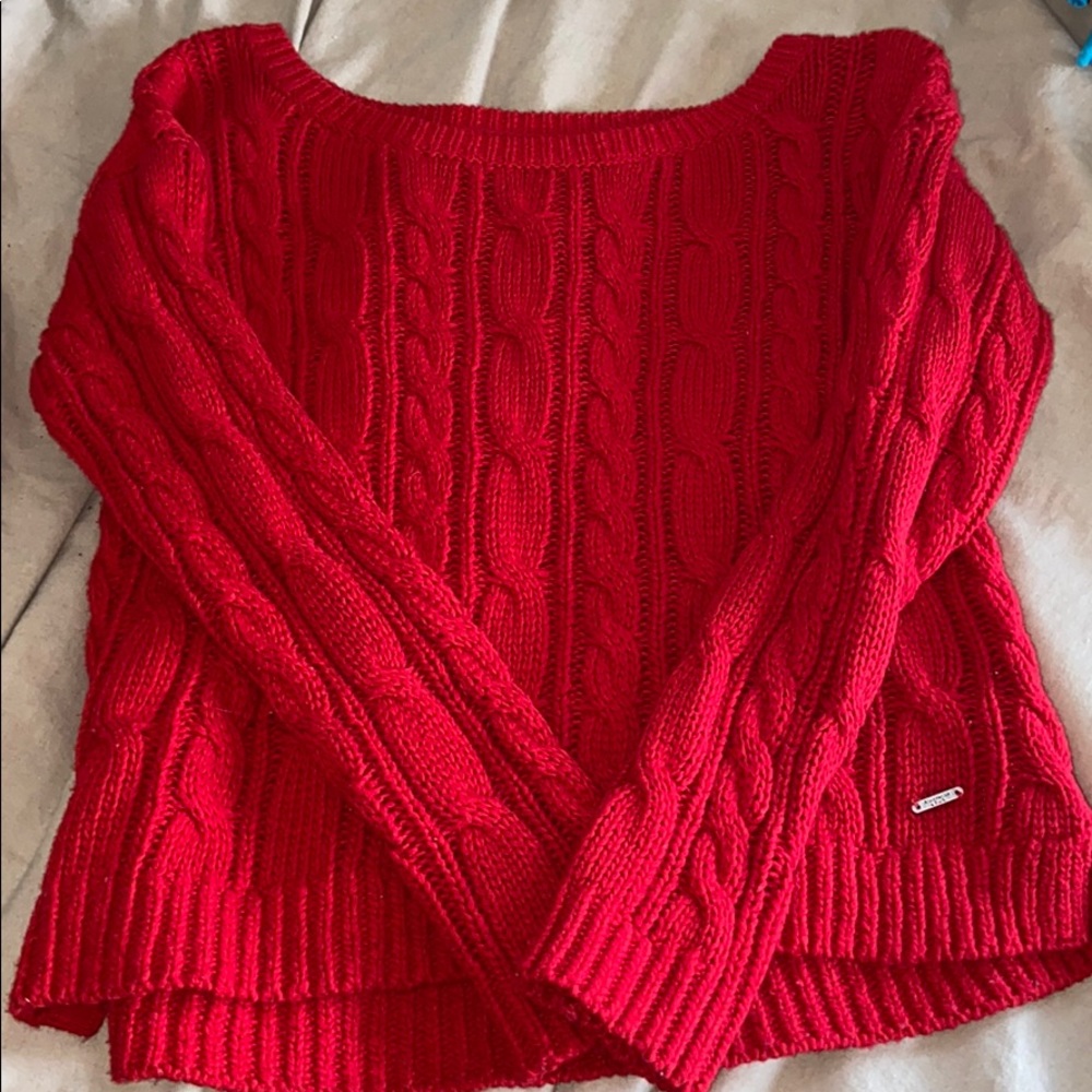 Red Abercrombie and Fitch Cropped Sweater